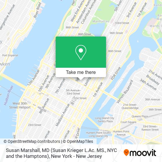Mapa de Susan Marshall, MD (Susan Krieger L.Ac. MS., NYC and the Hamptons)