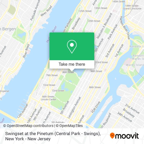 Swingset at the Pinetum (Central Park - Swings) map