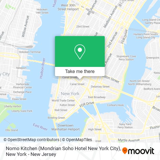 Mapa de Nomo Kitchen (Mondrian Soho Hotel New York City)
