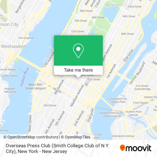 Mapa de Overseas Press Club (Smith College Club of N Y City)