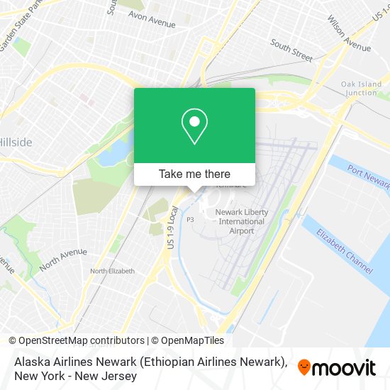 Alaska Airlines Newark (Ethiopian Airlines Newark) map