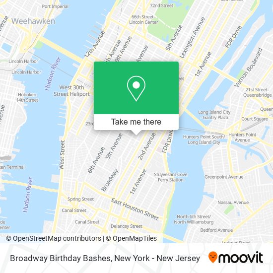 Broadway Birthday Bashes map