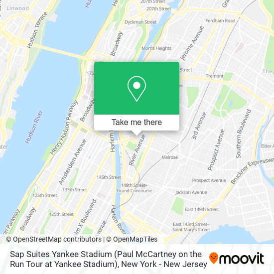 Mapa de Sap Suites Yankee Stadium (Paul McCartney on the Run Tour at Yankee Stadium)