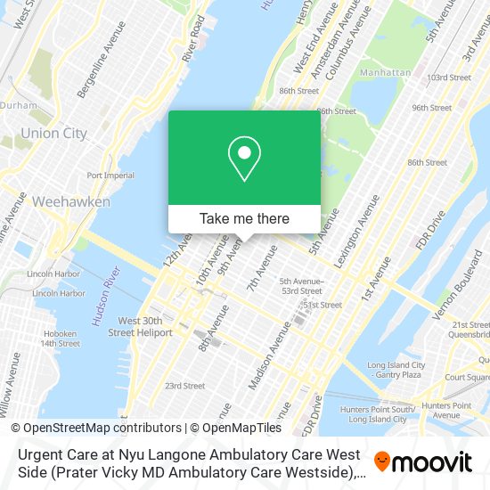 Urgent Care at Nyu Langone Ambulatory Care West Side (Prater Vicky MD Ambulatory Care Westside) map