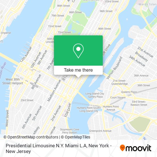 Presidential Limousine N.Y. Miami L.A map