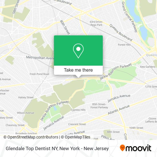 Glendale Top Dentist NY map