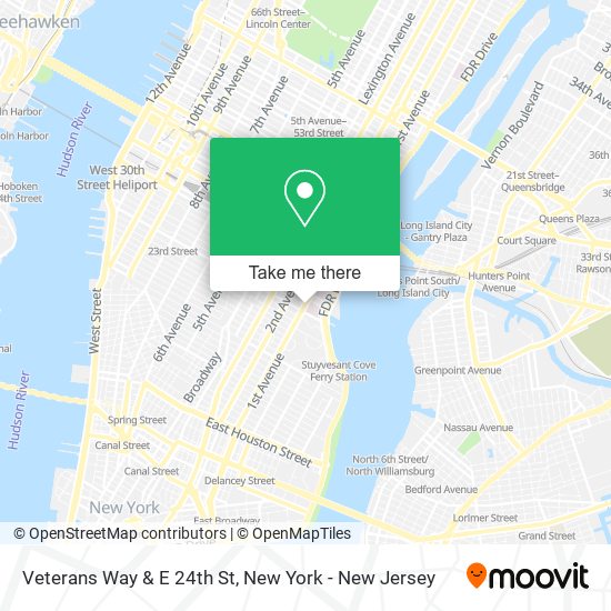 Veterans Way & E 24th St map