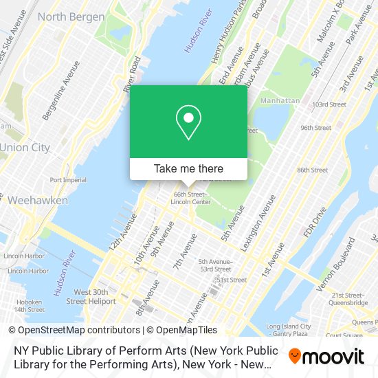 NY Public Library of Perform Arts (New York Public Library for the Performing Arts) map