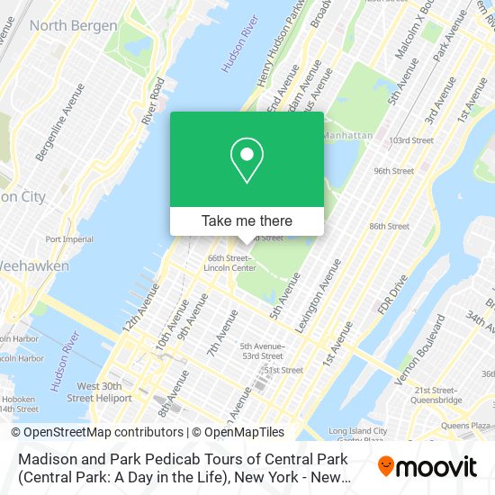 Madison and Park Pedicab Tours of Central Park (Central Park: A Day in the Life) map