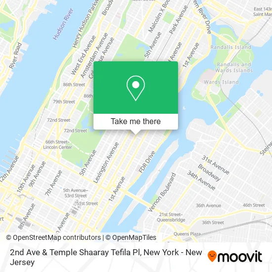 2nd Ave & Temple Shaaray Tefila Pl map