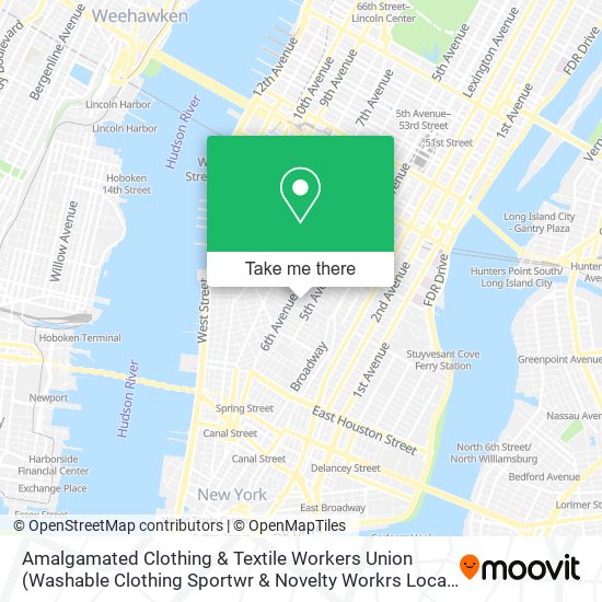 Mapa de Amalgamated Clothing & Textile Workers Union (Washable Clothing Sportwr & Novelty Workrs Local 1)