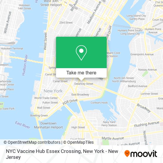 NYC Vaccine Hub Essex Crossing map