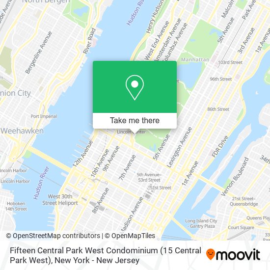 Mapa de Fifteen Central Park West Condominium (15 Central Park West)