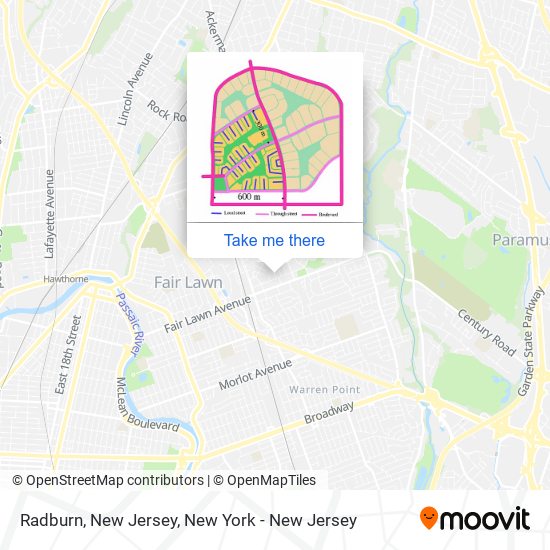 Mapa de Radburn, New Jersey