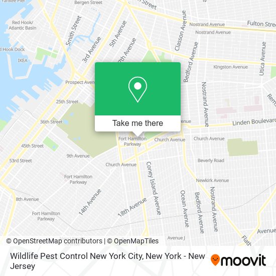 Mapa de Wildlife Pest Control New York City
