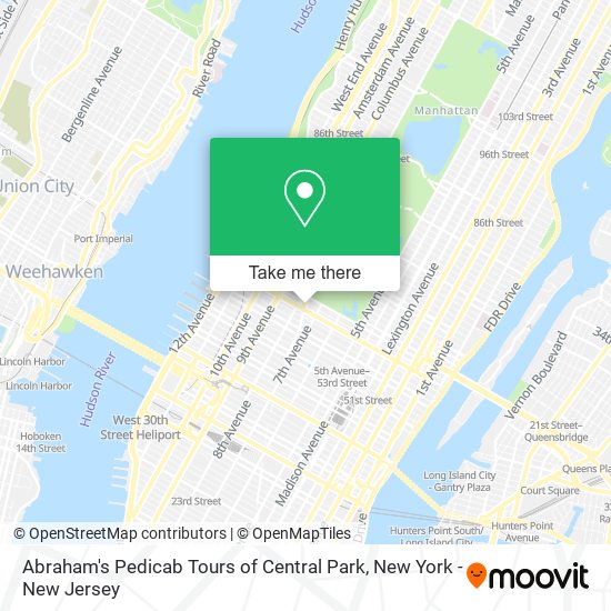 Abraham's Pedicab Tours of Central Park map