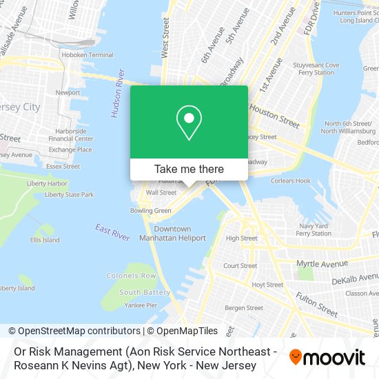 Mapa de Or Risk Management (Aon Risk Service Northeast - Roseann K Nevins Agt)