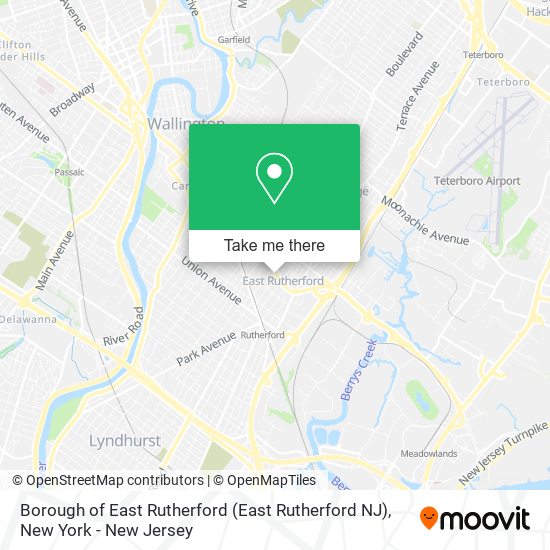 Borough of East Rutherford (East Rutherford NJ) map