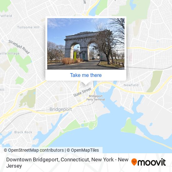 Mapa de Downtown Bridgeport, Connecticut