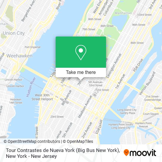 Mapa de Tour Contrastes de Nueva York (Big Bus New York)