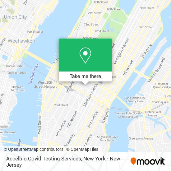 Accelbio Covid Testing Services map