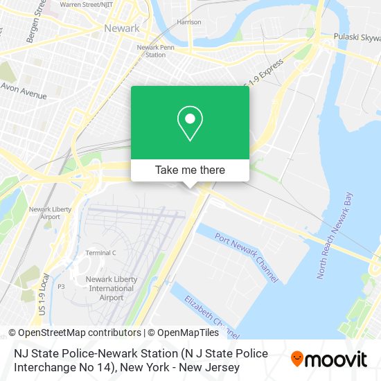 NJ State Police-Newark Station (N J State Police Interchange No 14) map