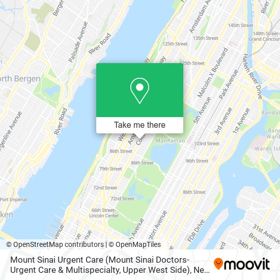 Mount Sinai Urgent Care (Mount Sinai Doctors-Urgent Care & Multispecialty, Upper West Side) map