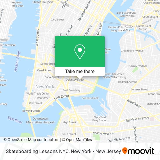 Skateboarding Lessons NYC map