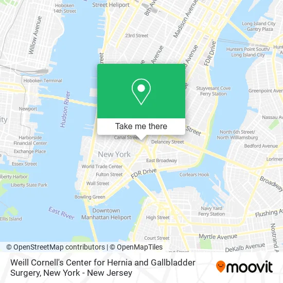 Weill Cornell's Center for Hernia and Gallbladder Surgery map
