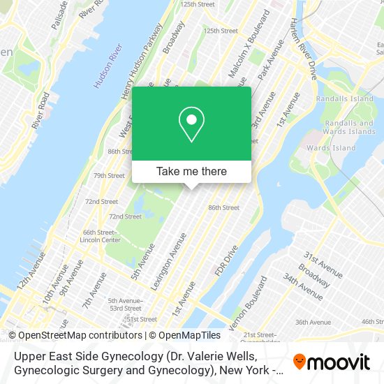 Mapa de Upper East Side Gynecology (Dr. Valerie Wells, Gynecologic Surgery and Gynecology)