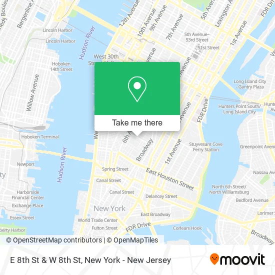 E 8th St & W 8th St map