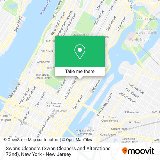 Swans Cleaners (Swan Cleaners and Alterations 72nd) map