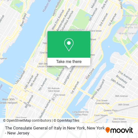 The Consulate General of Italy in New York map