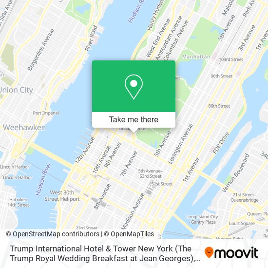 Mapa de Trump International Hotel & Tower New York (The Trump Royal Wedding Breakfast at Jean Georges)