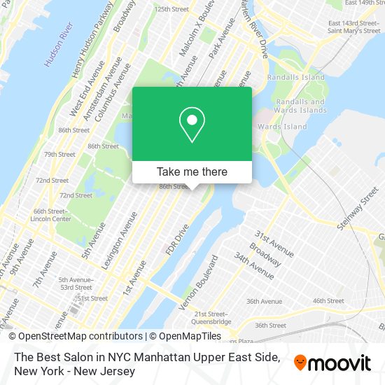The Best Salon in NYC Manhattan Upper East Side map