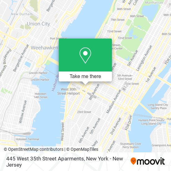 445 West 35th Street Aparments map