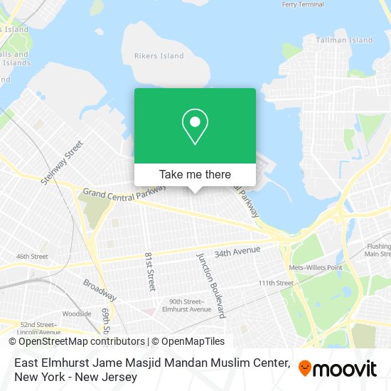 East Elmhurst Jame Masjid Mandan Muslim Center map