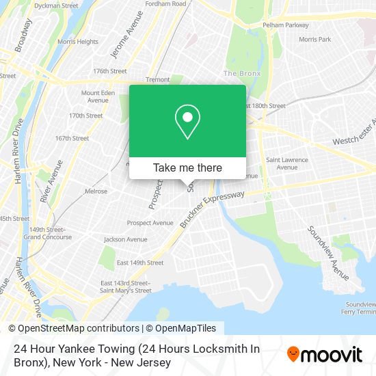 Mapa de 24 Hour Yankee Towing (24 Hours Locksmith In Bronx)