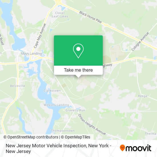 New Jersey Motor Vehicle Inspection map
