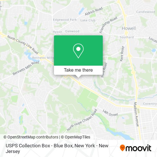 Mapa de USPS Collection Box - Blue Box