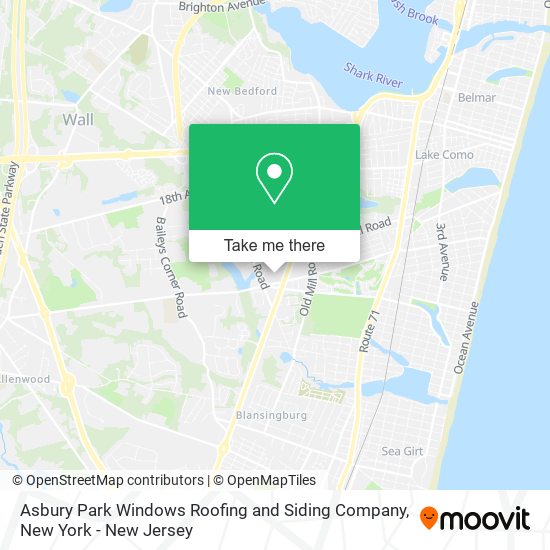 Asbury Park Windows Roofing and Siding Company map