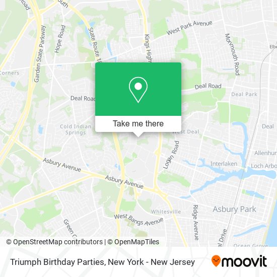 Triumph Birthday Parties map