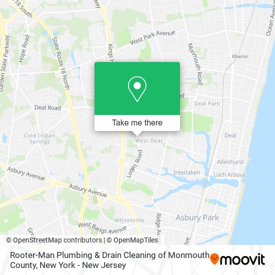 Rooter-Man Plumbing & Drain Cleaning of Monmouth County map