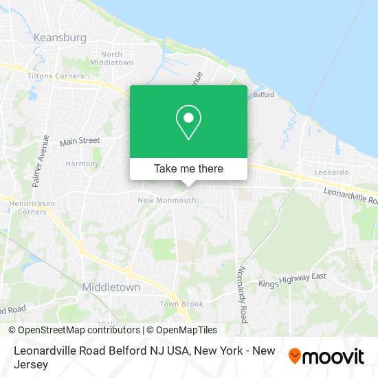 Leonardville Road Belford NJ USA map