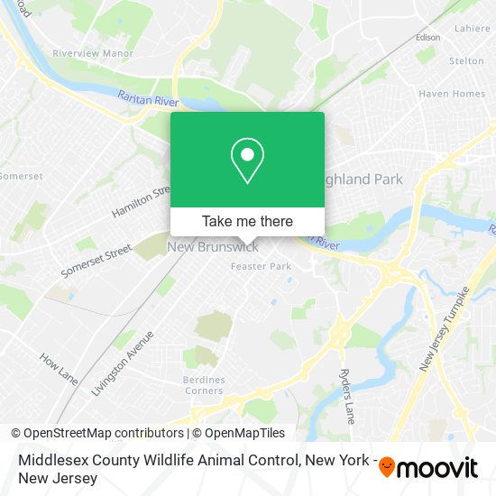 Middlesex County Wildlife Animal Control map