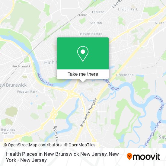Health Places in New Brunswick New Jersey map