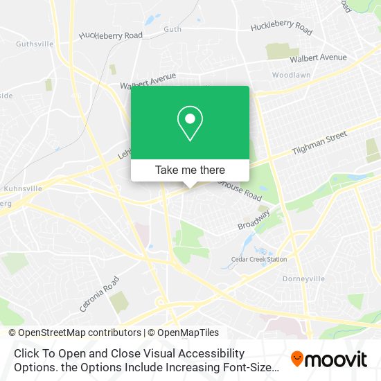 Click To Open and Close Visual Accessibility Options. the Options Include Increasing Font-Size and map