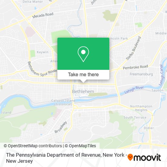 The Pennsylvania Department of Revenue map