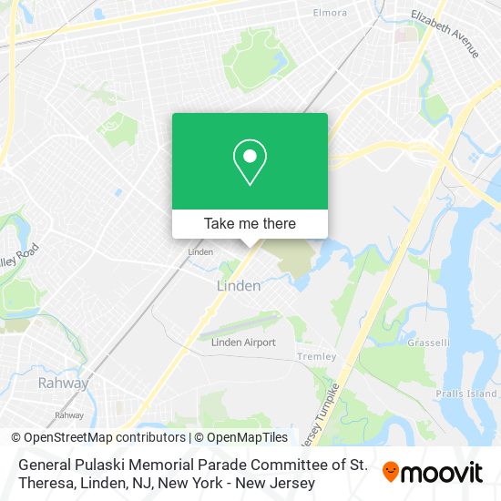 Mapa de General Pulaski Memorial Parade Committee of St. Theresa, Linden, NJ