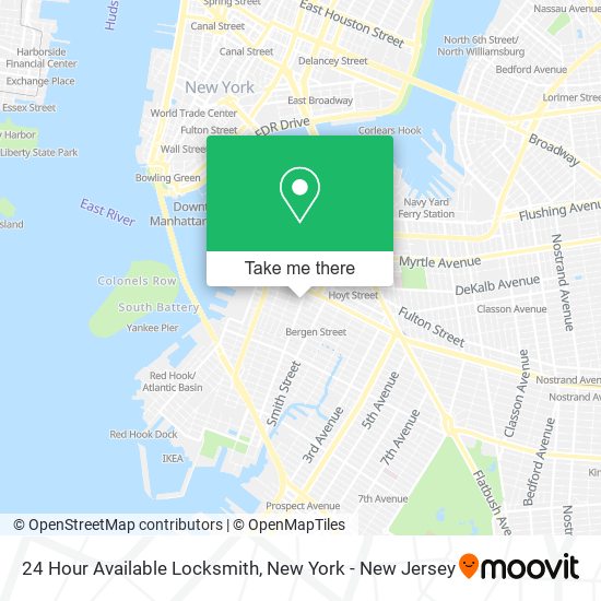 24 Hour Available Locksmith map